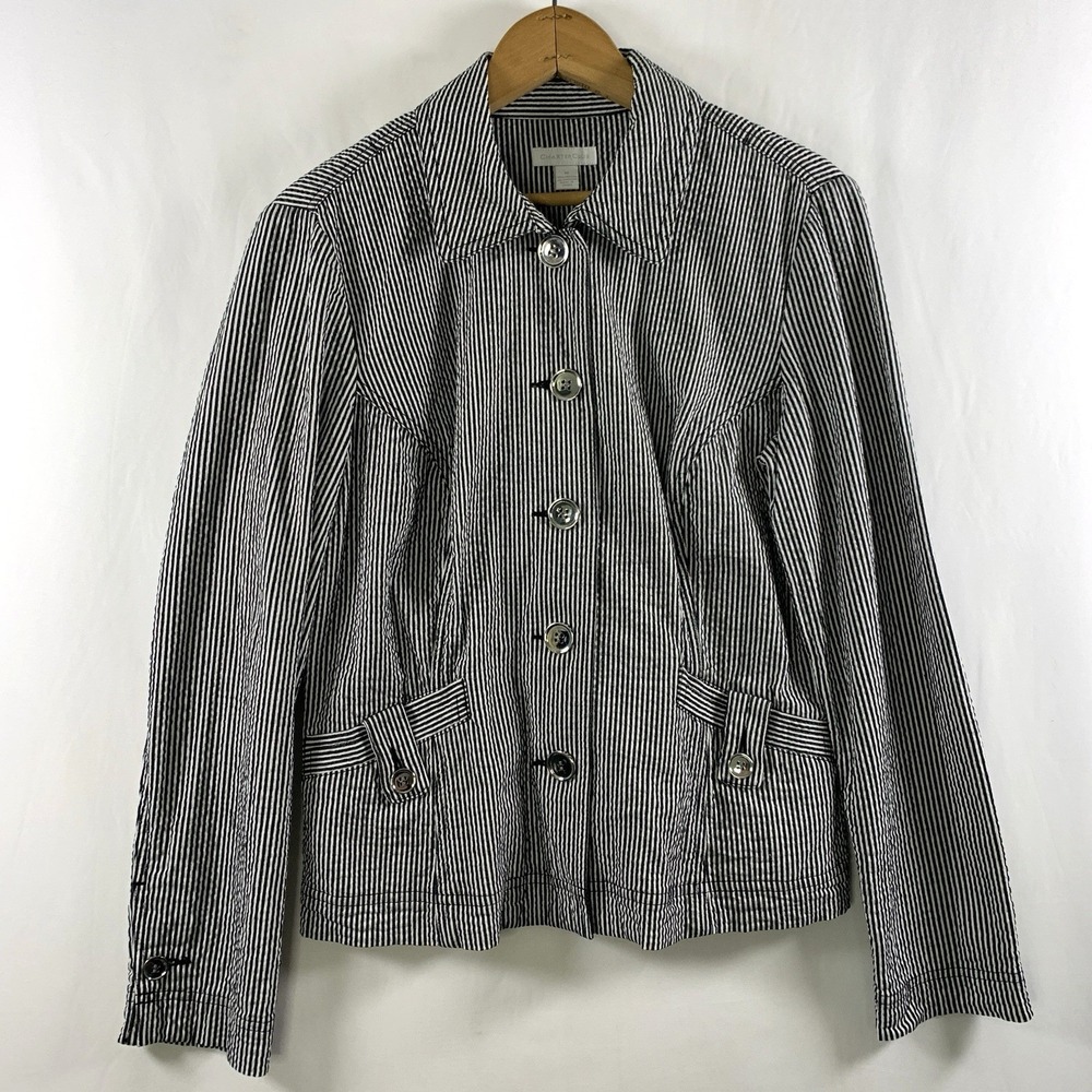 Womens Cotton Blend Lightweight Button Jacket Size M Coastal Fisherman Preppy